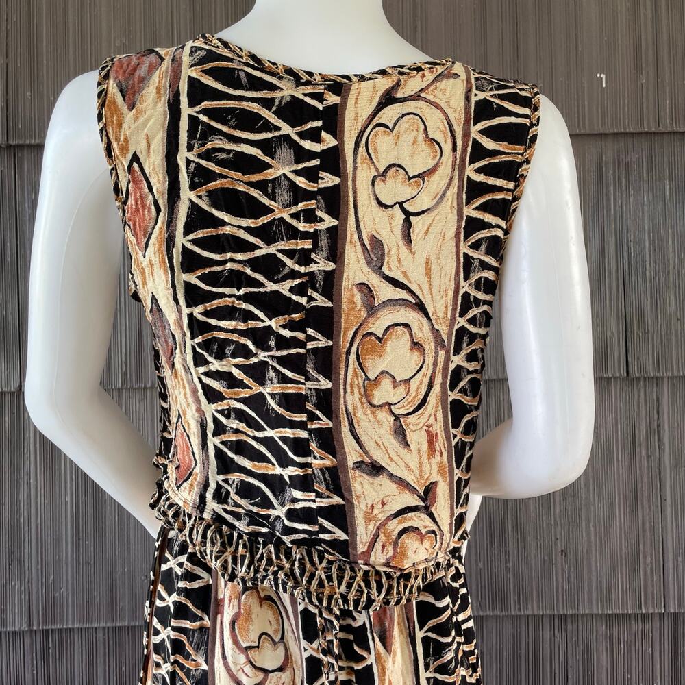 🔥 90s Rabbit Rabbit Rabbit Geometric Abstract Print Boho Tribal Safari Dress 10 - Picture 6 of 14